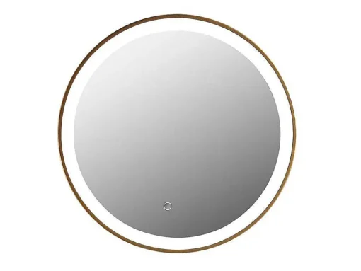 Espelho De Casa De Banho Luminoso Redondo Com Leds Numea Dourado - C60 X E3,5 X A60