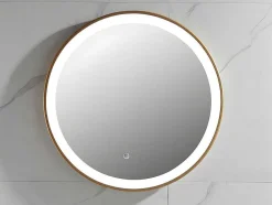 Espelho De Casa De Banho Luminoso Redondo Com Leds Numea Dourado - C60 X E3,5 X A60