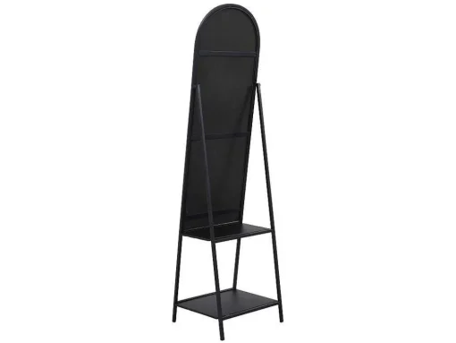Espelho De Chao Com 2 Prateleiras Metal C.46 X L.41 X A.172 Cm Preto - Livio