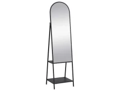 Espelho De Chao Com 2 Prateleiras Metal C.46 X L.41 X A.172 Cm Preto - Livio