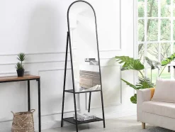 Espelho De Chao Com 2 Prateleiras Metal C.46 X L.41 X A.172 Cm Preto - Livio