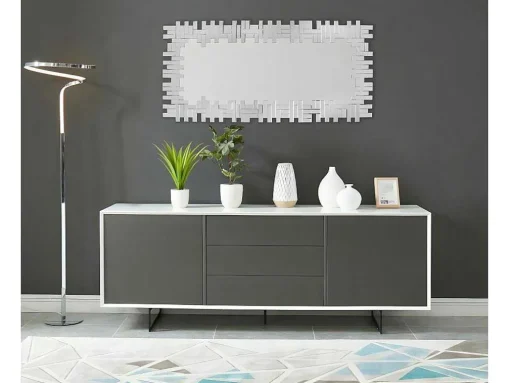 Espelho De Parede 120 X 2 X 57 Cm Em Inox E Mdf Prateado - Lola