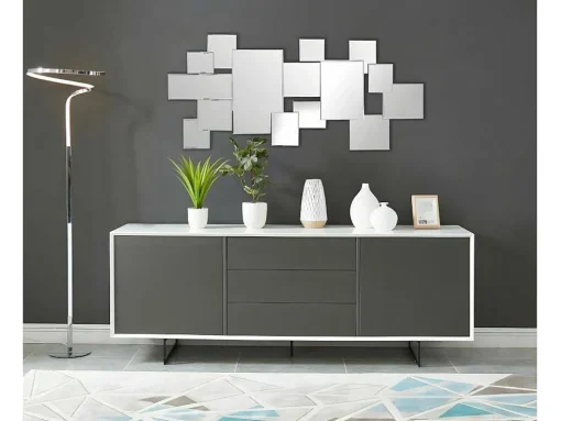 Espelho De Parede Deconstruido 120 X 2 X 53 Cm Em Inox E Mdf Prateado - Arol