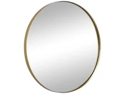Espelho De Parede Redondo Em Metal De D.80 Cm Cor Dourado - Jaffrel