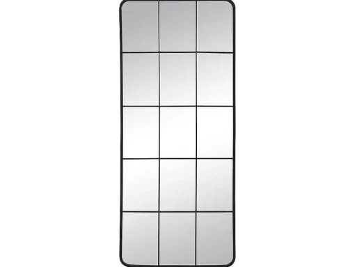 Espelho Estilo Janela Industrial Em Metal De C. 60 X A. 140 Cm Cor Preto - Sciara