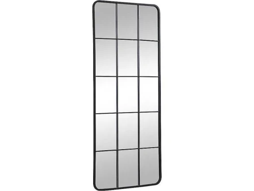 Espelho Estilo Janela Industrial Em Metal De C. 60 X A. 140 Cm Cor Preto - Sciara