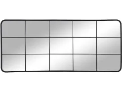 Espelho Estilo Janela Industrial Em Metal De C. 60 X A. 140 Cm Cor Preto - Sciara