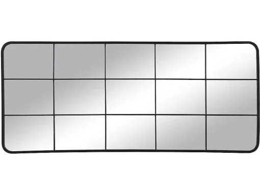 Espelho Estilo Janela Industrial Em Metal De C. 60 X A. 140 Cm Cor Preto - Sciara