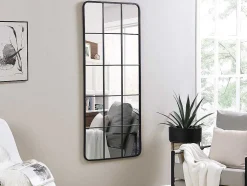 Espelho Estilo Janela Industrial Em Metal De C. 60 X A. 140 Cm Cor Preto - Sciara