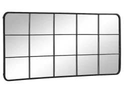 Espelho Estilo Janela Industrial Em Metal De C. 60 X A. 140 Cm Cor Preto - Sciara