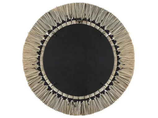 Espelho Grande Redondo Em Palha Mendong De D. 80 Cm Cor Natural - Chokwe