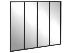 Espelho Janela De Atelie Estilo Industrial Em Ferro Disponivel Em Preto - 4 Paineis - A90 X C120 Cm - Dudley