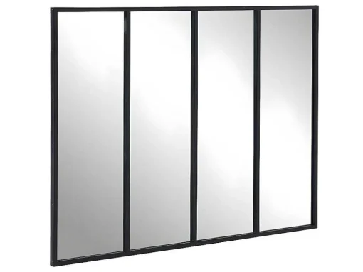 Espelho Janela De Atelie Estilo Industrial Em Ferro Disponivel Em Preto - 4 Paineis - A90 X C120 Cm - Dudley