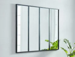 Espelho Janela De Atelie Estilo Industrial Em Ferro Disponivel Em Preto - 4 Paineis - A90 X C120 Cm - Dudley