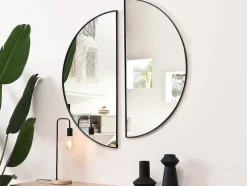 Espelho Semicirculo Design Em Metal C50 X A100 Cm Preto - Gavra