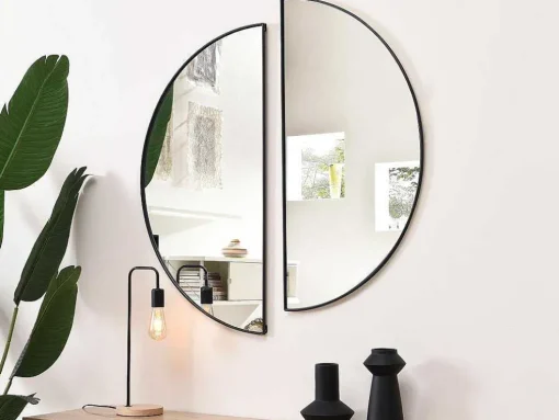 Espelho Semicirculo Design Em Metal C50 X A100 Cm Preto - Gavra