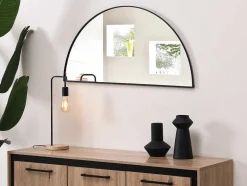 Espelho Semicirculo Design Em Metal C50 X A100 Cm Preto - Gavra