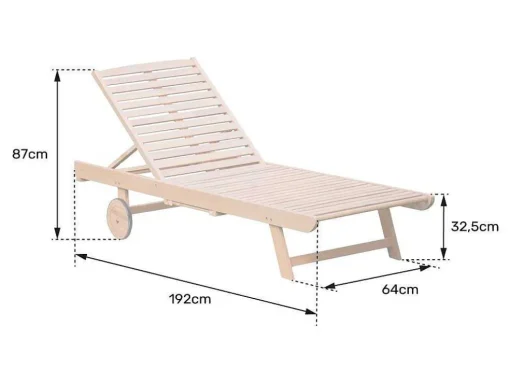 Espreguiçadeira De Acacia Dobravel Kanawa - Almofada Cinzenta