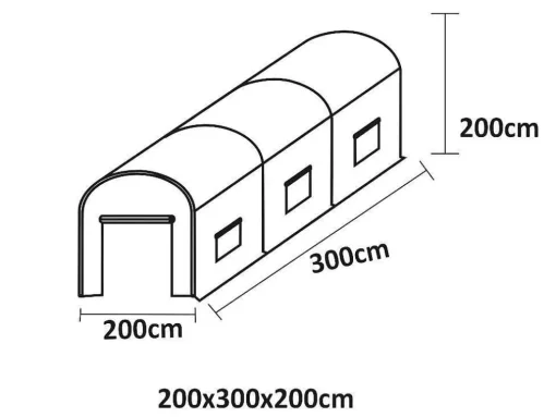 Estufa Em Tunel Ipomea 6M - Comp.300 X Larg.200 X Alt.200 Cm