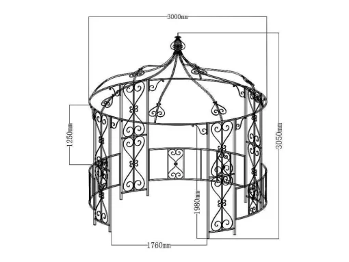 Gazebo De Jardim Tilcara Em Metal Feitio Ferro Forjado D300 X A290 Cm