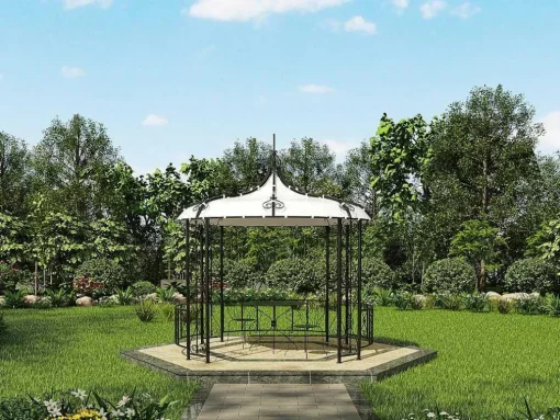 Gazebo De Jardim Tilcara Em Metal Feitio Ferro Forjado D300 X A290 Cm