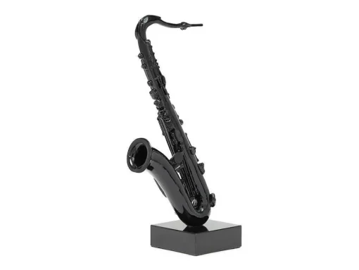 Grande Estátua De Saxofone Em Resina C29 X L16 X A62 Cm Preto - Musania