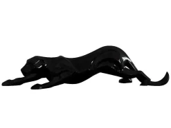 Grande Estátua Kampala Em Resina Preta - Comp.54 X Alt.13 Cm