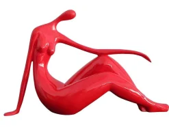 Grande Estátua Madeleine Ii Em Resina - Comp.36 X Alt.22 Cm - Vermelho