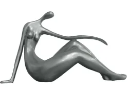 Grande Estátua Madeleine Ii Em Resina - Comp.36 X Alt.22 Cm - Prateada