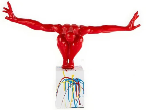 Grande Estátua Soledad Ii Em Resina - Comp.73 X Alt.57 Cm - Vermelho