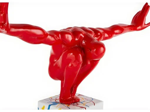 Grande Estátua Soledad Ii Em Resina - Comp.73 X Alt.57 Cm - Vermelho