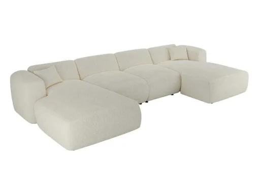 Grande Sofá De Canto Panorâmico Tecido Boucle Branco - Pogni De Maison Cephy