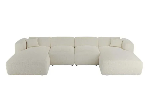 Grande Sofá De Canto Panorâmico Tecido Boucle Branco - Pogni De Maison Cephy