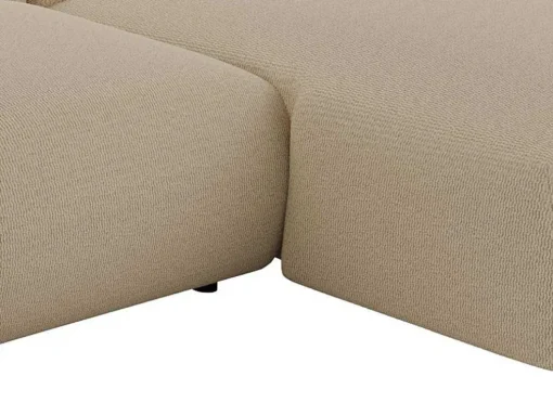 Grande Sofá De Canto Panorâmico Tecido Texturizado Bege - Pogni De Maison Cephy