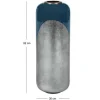 Grande Vaso Em Metal Esmaltado D. 30 X A. 82 Cm Preto E Folha Prateada - Perlin