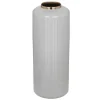 Grande Vaso Em Metal Esmaltado D. 19 X A. 50 Cm Cinzento E Dourado - Goriat