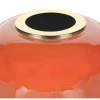 Grande Vaso Em Metal Esmaltado D. 30 X A. 82 Cm Terracota E Folha Acobreada - Perlin