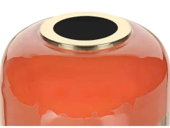 Grande Vaso Em Metal Esmaltado D. 30 X A. 82 Cm Terracota E Folha Acobreada - Perlin