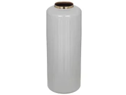 Grande Vaso Em Metal Esmaltado D. 19 X A. 50 Cm Cinzento E Dourado - Goriat
