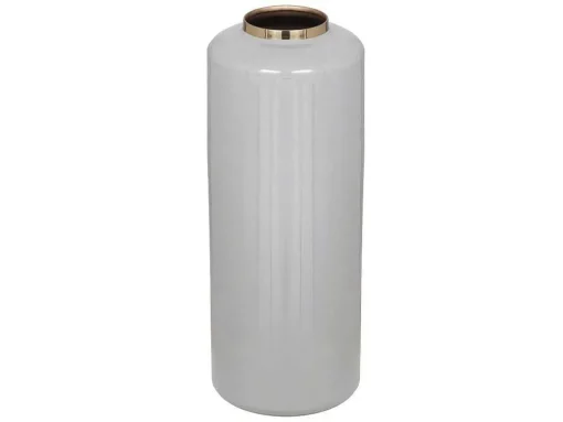 Grande Vaso Em Metal Esmaltado D. 19 X A. 50 Cm Cinzento E Dourado - Goriat