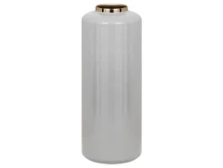 Grande Vaso Em Metal Esmaltado D. 19 X A. 50 Cm Cinzento E Dourado - Goriat