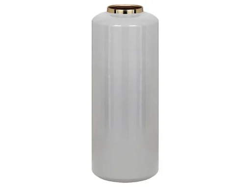 Grande Vaso Em Metal Esmaltado D. 19 X A. 50 Cm Cinzento E Dourado - Goriat