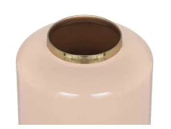 Grande Vaso Em Metal Esmaltado D. 19 X A. 50 Cm Bege E Dourado - Goriat