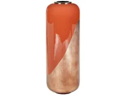 Grande Vaso Em Metal Esmaltado D. 30 X A. 82 Cm Terracota E Folha Acobreada - Perlin