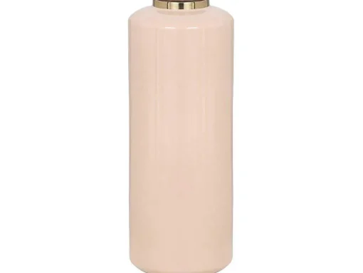 Grande Vaso Em Metal Esmaltado D. 19 X A. 50 Cm Bege E Dourado - Goriat