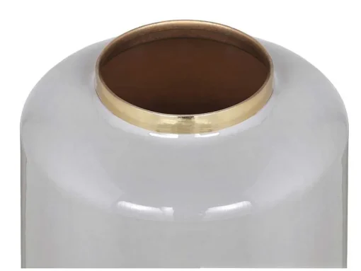 Grande Vaso Em Metal Esmaltado D. 19 X A. 50 Cm Cinzento E Dourado - Goriat