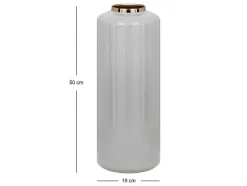 Grande Vaso Em Metal Esmaltado D. 19 X A. 50 Cm Cinzento E Dourado - Goriat