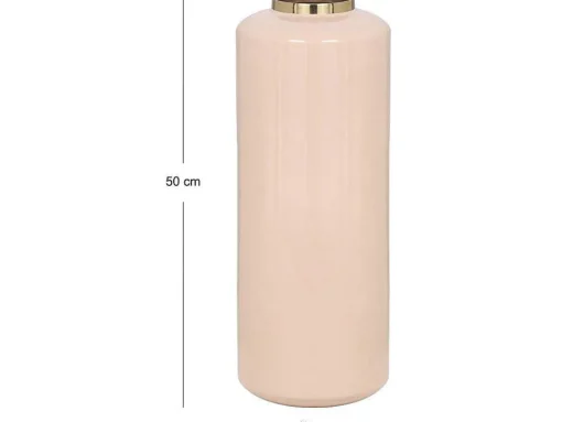 Grande Vaso Em Metal Esmaltado D. 19 X A. 50 Cm Bege E Dourado - Goriat