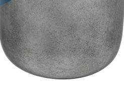 Grande Vaso Em Metal Esmaltado D. 30 X A. 82 Cm Preto E Folha Prateada - Perlin