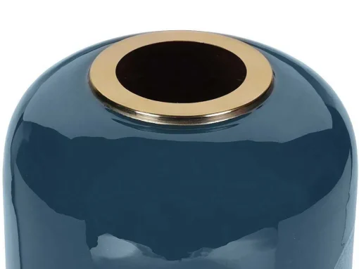 Grande Vaso Em Metal Esmaltado D. 30 X A. 82 Cm Preto E Folha Prateada - Perlin